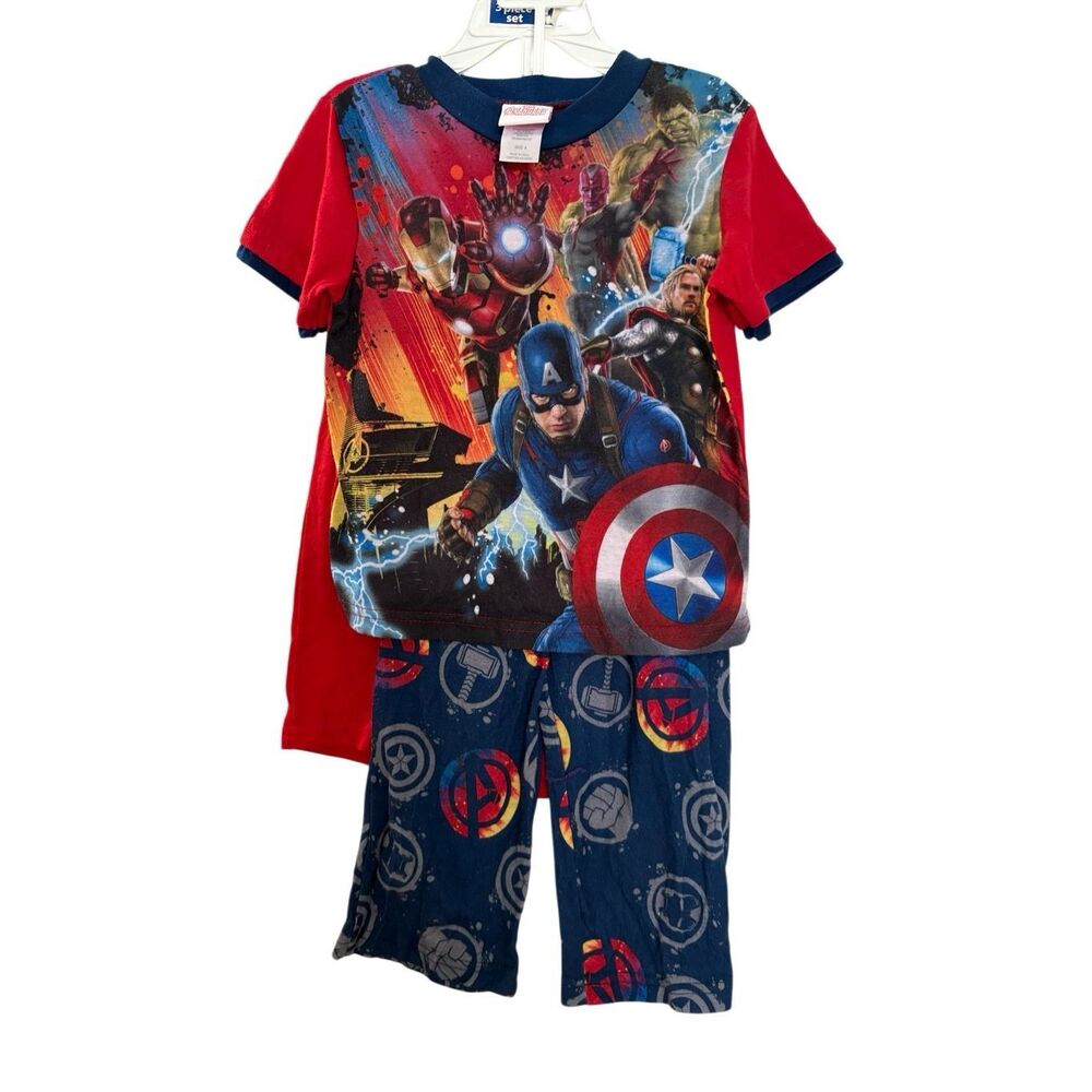Marvel Avengers Boys 3 Piece Pajama Set Captain America Iron Man Hulk Size 4